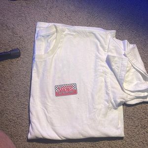 White checkerboard shirt vans